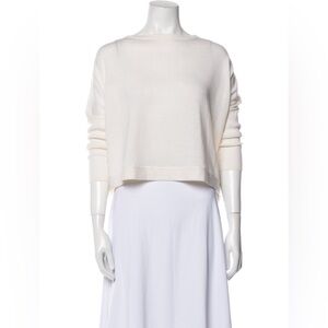 Diane Von Furstenberg Merino Wool Bateau Neckline Crop Top